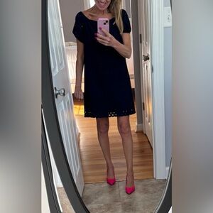 City Studio Dark Blue Eyelet Mini Dress